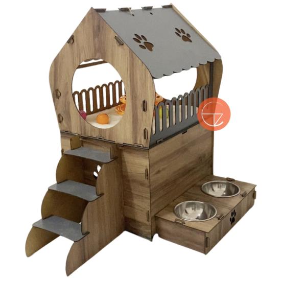 Nessa Mama Kaplı Ahşap Kedi Evi
